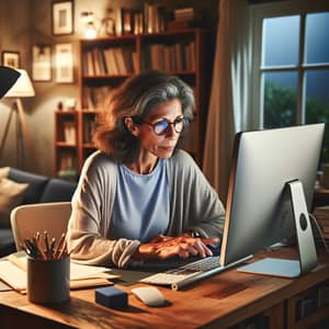 Tranquil Hispanic Woman Working in Home Office Environment