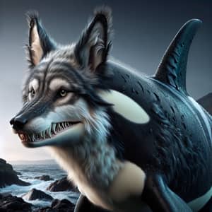 Wolf Orca Hybrid Creature: Striking Imagery