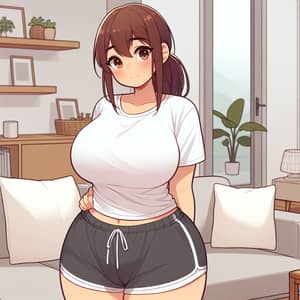 Hispanic Adult Anime Girl in Comfortable Home Outfit