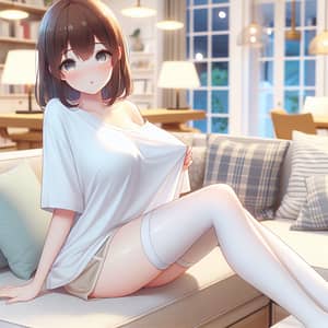 Cozy Anime Girl Home Lounge | Casual and Playful Style