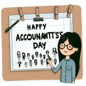 Happy Accountant's Day | Woman in Glasses with Long Black Hair