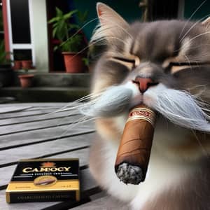 Cat with Cigar - Quirky and Cute Feline Smoker