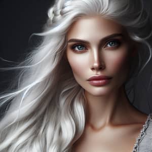 Scandinavian Woman with Cascading White Hair | Nature and Universe Connection