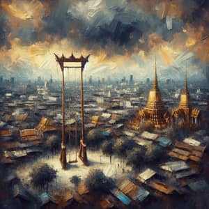 Oil Painting of The Giant Swing, Bangkok in Reign of King Rama 2