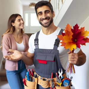 Warm Thanksgiving Greeting by Middle-Eastern Male Electrician