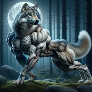 Muscular Wolf in Athletic Pose - Strength and Energy Displayed