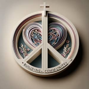 3D Peace Symbol with Heart and Cross - Building Community