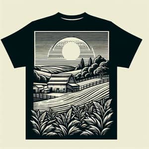 Vintage Farm Landscape T-Shirt Design