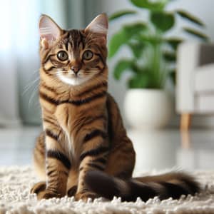 Graceful Brown Tabby Cat with Distinctive Stripes