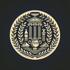 Ancient Greeks Emblem - Classic Design with Laurel Wreaths & Gold Hues
