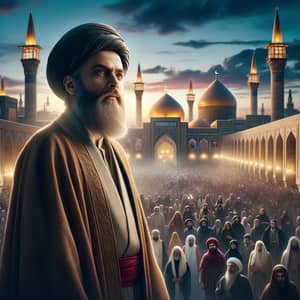Charismatic Religious Figure in Karbala | Ancient Cityscape