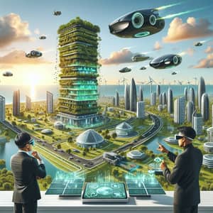 Futuristic Green Technology Cityscape - Renewable Energy Innovations