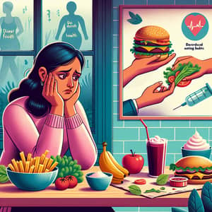 Challenges of Disordered Eating: Hispanic Woman Facing Food Dilemma