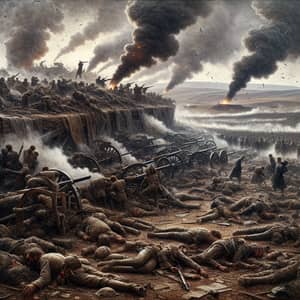 Chaotic Crimean War Battlefield - Fallen Soldiers, Cannon Blasts, Smoke