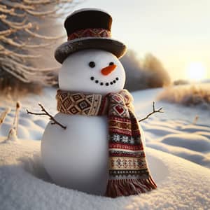 Charming Snowman in Winter Landscape