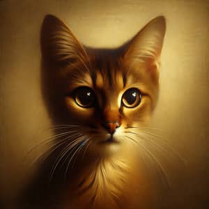 Mysterious Brown Cat | Realistic Painting in Earth Tones