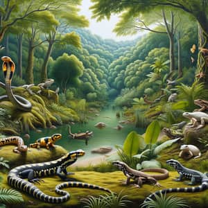 Biodiverse Jungle Habitat with Reptiles and Amphibians