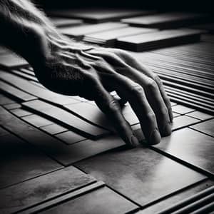 Caucasian Man Placing Tiles with Precision | Industrial Aesthetic