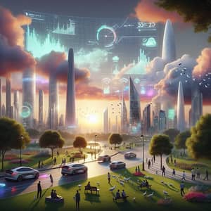 Futuristic Cityscape: Time-Series Data and Sustainable Living