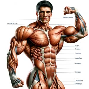 Muscular Bodybuilder Anatomy - Detailed Illustration