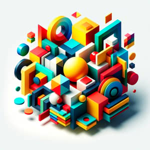 Vibrant Geometric Shapes Composition on White Background
