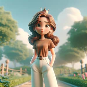 3D Princess Animation in Lush Park | Visual Elegance