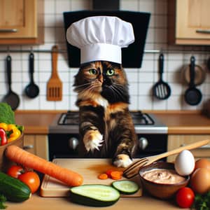 Tortoiseshell Cat Chef - Culinary Expertise in Action