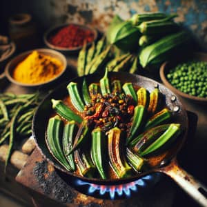Vibrant Bhindi and Spices: A Culinary Delight