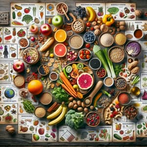 Plant-Based Diet Visual Exploration - Colourful Foods on Wooden Table