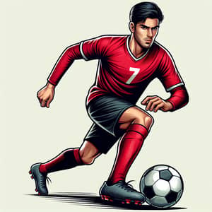 Intense Cristiano Ronaldo Dribbling Soccer Ball | Red Jersey #7