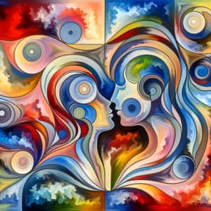 Abstract Same-Sex Love Painting | Emotional Colorful Art