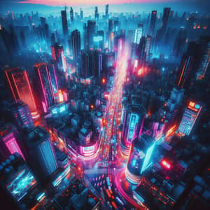Neon Cyberpunk Cityscape at Dusk