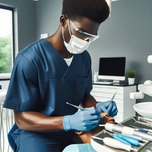 Professional Black Male Dental Hygienist in Modern Office