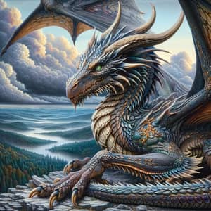 Majestic Dragon: Shimmering Scales & Powerful Wings
