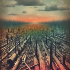 Abstract Deforestation Art | Barren Trunks & Lush Shadows