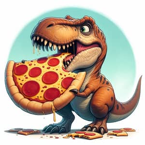 T-Rex Enjoying Pizza - Dinosaur Eating Slice for Fun