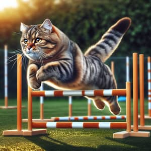 Athletic Cat Showing Agility in Sports Activities