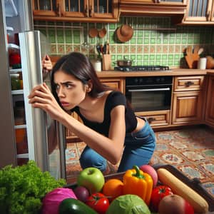 Hungry Hispanic Girl in Kitchen Seeking Food | Cooking Urgency