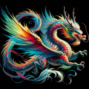 Vibrant Dragon Painting | Asian Brush Style | Fantasy Digital Art