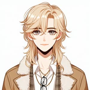 Blonde Man Vector Illustration with Long Hair and Glasses