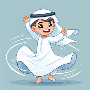 Emirati Boy Participating in Traditional Yowla Dance