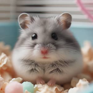 Adorable Grey Hamster: Cute and Small Rodent Companion
