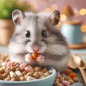 Adorable Grey Hamster Eating Food - Cute Hamster Images