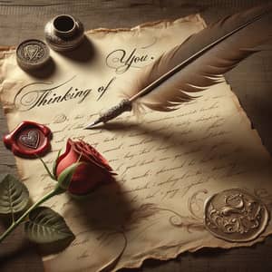 Vintage Parchment Letter with Quill and Wax Seal