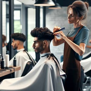 Professional Hair Stylist Crafting Perfect Look for Black Male Client