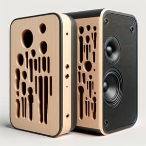 Portable Music Sound Device - Photorealistic Design with Wood and Plastic Panels