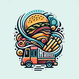 Bun Truck: Burger & Fries Food Truck Logo Design
