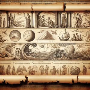 Stories of Homer's Odyssey Illustrated on Ancient Scroll
