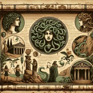Mythical Tale of Medusa: Ancient Greek Scroll Story