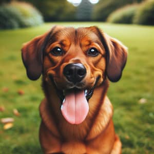 Happy Brown Dog Sitting in Park